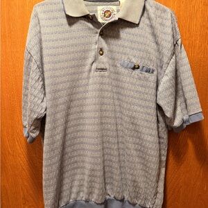 Vintage LDO Sport International Polo Shirt Large Blue Textured 90s Casual